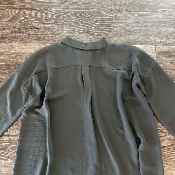 EUC COS Long Oversized Shirt Tunic Charcoal Gray Size 2 Minimalist High-Low Top - Picture 9 of 16